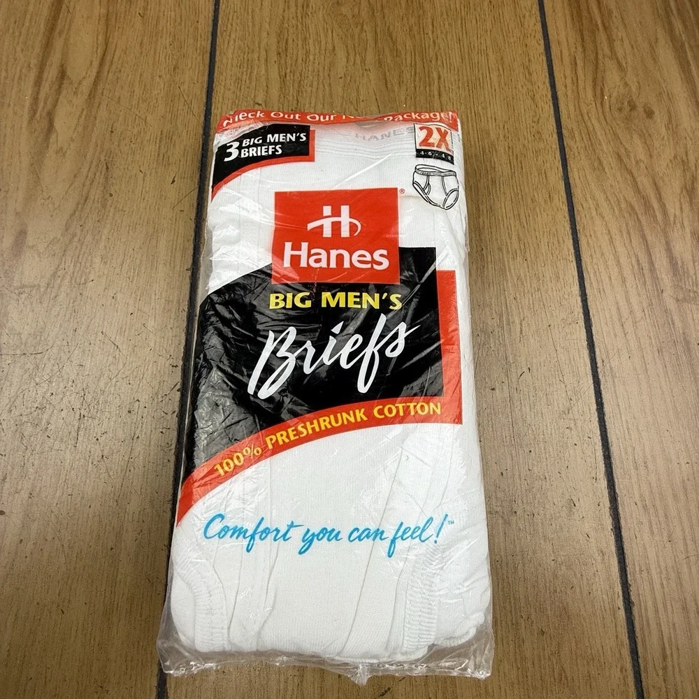 Vintage 1996 Hanes Men's Briefs Underwear Size 2X (48-50)Pack of 3 New Old Stock